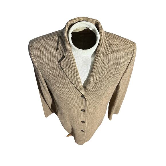 L.L. Bean Women 16R Wool Blend Blazer Sport Coat Houndstooth Made in Turkey 277 - Picture 1 of 6